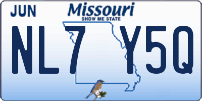 MO license plate NL7Y5Q