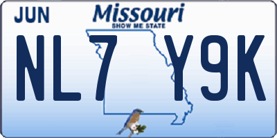 MO license plate NL7Y9K