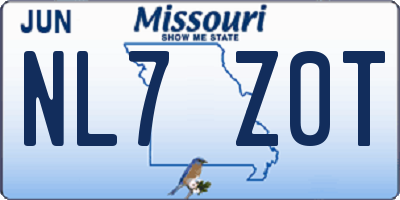 MO license plate NL7Z0T