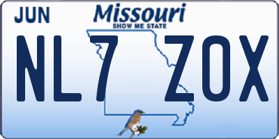 MO license plate NL7Z0X