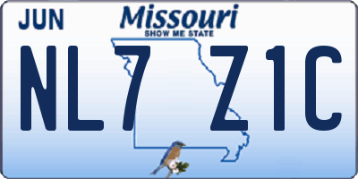 MO license plate NL7Z1C