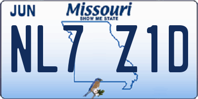 MO license plate NL7Z1D
