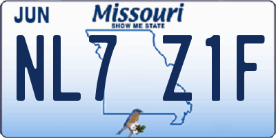 MO license plate NL7Z1F