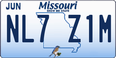 MO license plate NL7Z1M