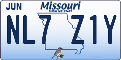 MO license plate NL7Z1Y