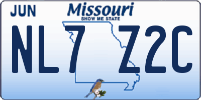 MO license plate NL7Z2C