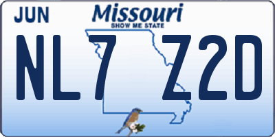 MO license plate NL7Z2D