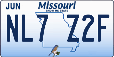 MO license plate NL7Z2F