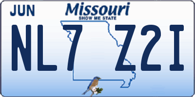 MO license plate NL7Z2I