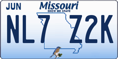 MO license plate NL7Z2K
