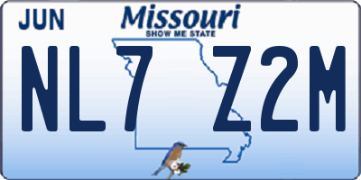 MO license plate NL7Z2M