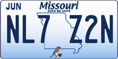MO license plate NL7Z2N