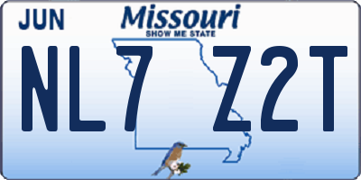 MO license plate NL7Z2T