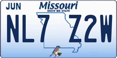 MO license plate NL7Z2W