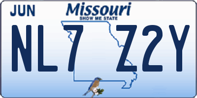 MO license plate NL7Z2Y