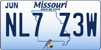 MO license plate NL7Z3W