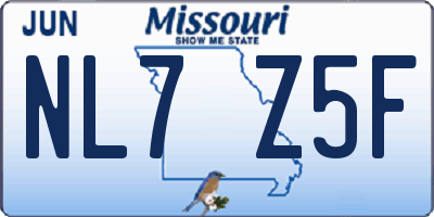 MO license plate NL7Z5F