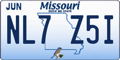 MO license plate NL7Z5I