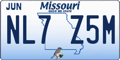 MO license plate NL7Z5M