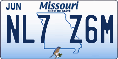 MO license plate NL7Z6M