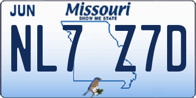 MO license plate NL7Z7D