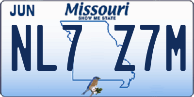 MO license plate NL7Z7M