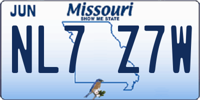 MO license plate NL7Z7W