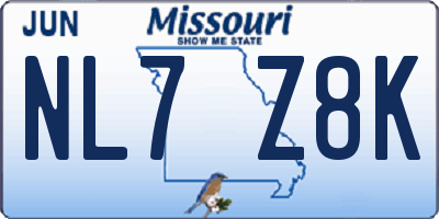 MO license plate NL7Z8K
