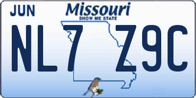 MO license plate NL7Z9C