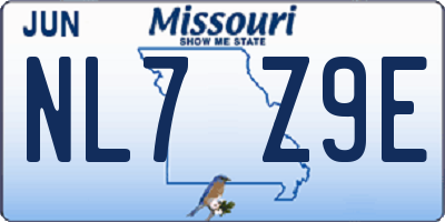 MO license plate NL7Z9E