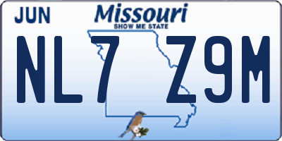 MO license plate NL7Z9M