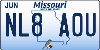 MO license plate NL8A0U