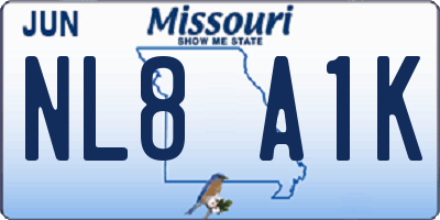 MO license plate NL8A1K