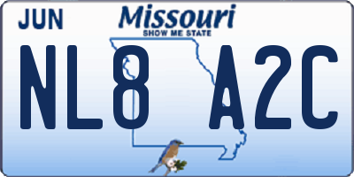 MO license plate NL8A2C