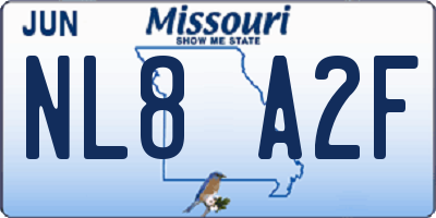 MO license plate NL8A2F