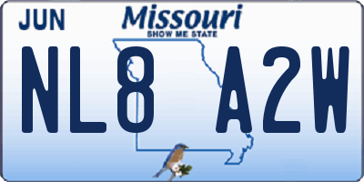 MO license plate NL8A2W