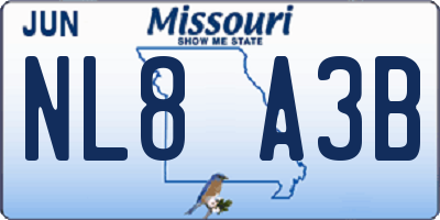 MO license plate NL8A3B