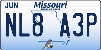 MO license plate NL8A3P