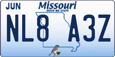 MO license plate NL8A3Z