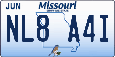 MO license plate NL8A4I
