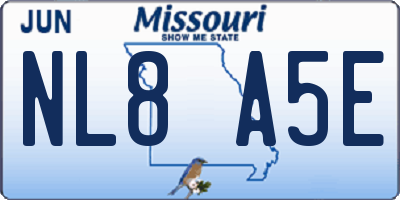 MO license plate NL8A5E