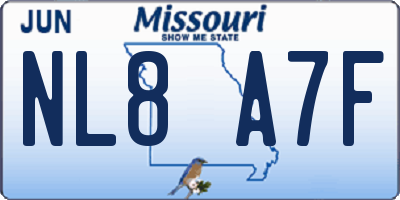MO license plate NL8A7F