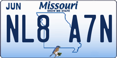 MO license plate NL8A7N
