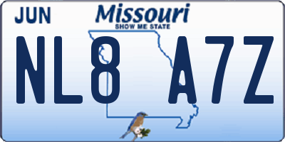 MO license plate NL8A7Z