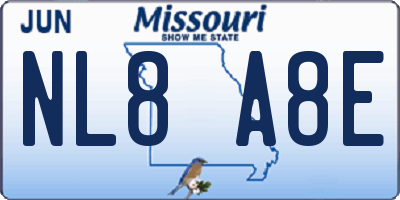 MO license plate NL8A8E