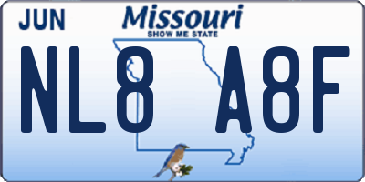 MO license plate NL8A8F