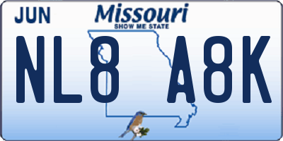 MO license plate NL8A8K