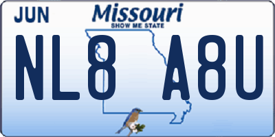 MO license plate NL8A8U