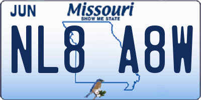 MO license plate NL8A8W