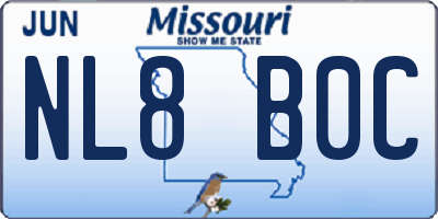 MO license plate NL8B0C